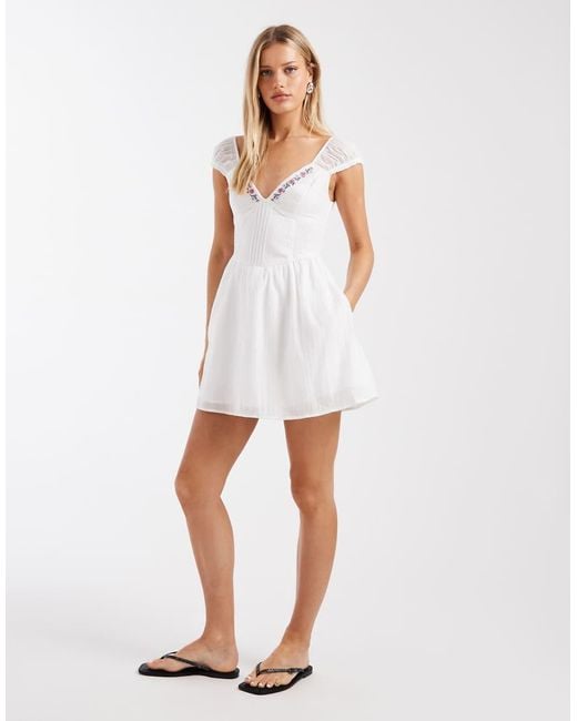 Hollister White Sleeveless Milkmaid Mini Dress