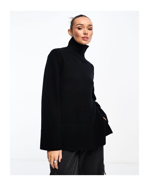 & Other Stories Black Wool High Neck Oversize Jumper