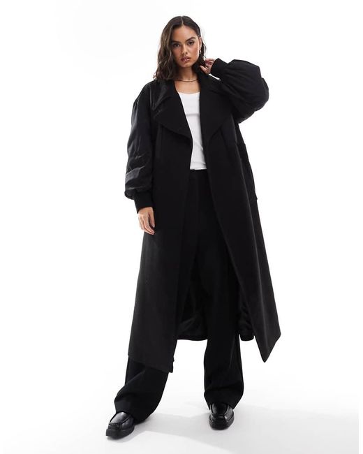 ASOS Spliced Formal Bomber Coat in Black | Lyst UK
