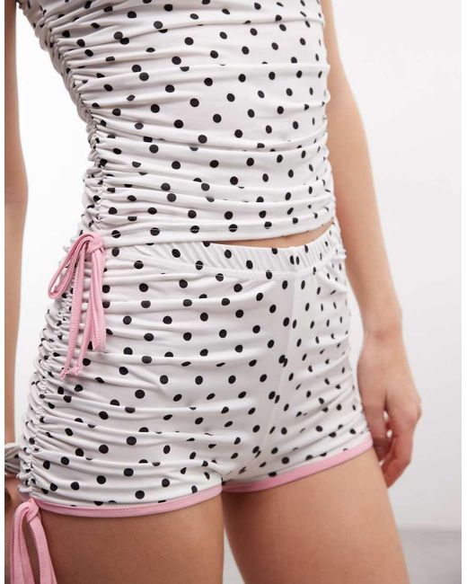 Reclaimed Vintage White Polka Dot Micro Shorts With Contrast Binding