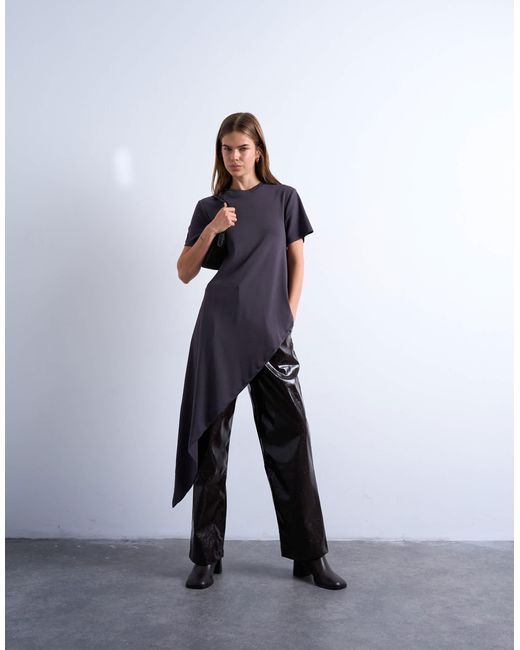 TOPSHOP White – kurzärmliges, asymmetrisches tunika-oberteil