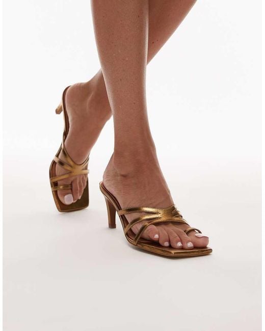 TOPSHOP White Premium Ida Strappy Heeled Leather Sandal