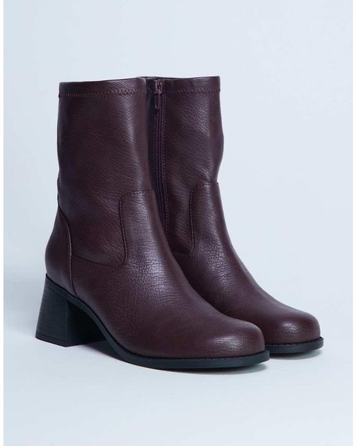TOPSHOP Purple Niamh Block Heel Ankle Boot