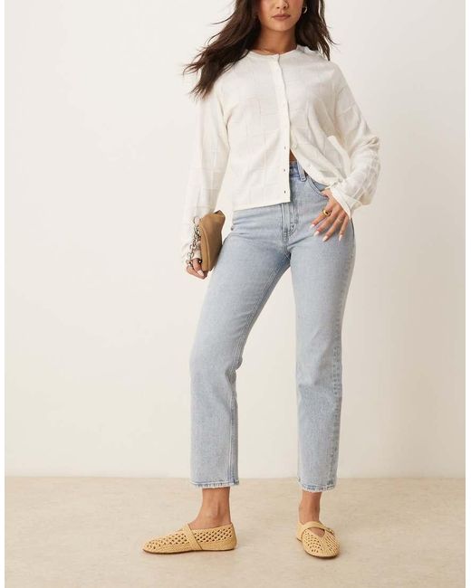 Abercrombie & Fitch Rechte Jeans Met Halfhoge Taille in het Natural