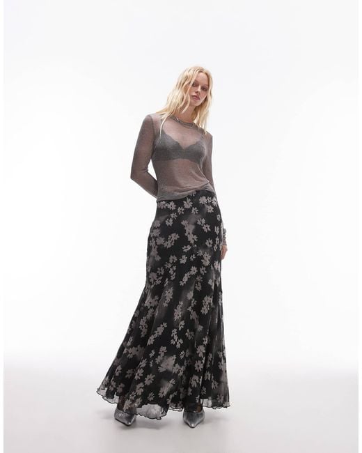 TOPSHOP Black V Godet Maxi Skirt