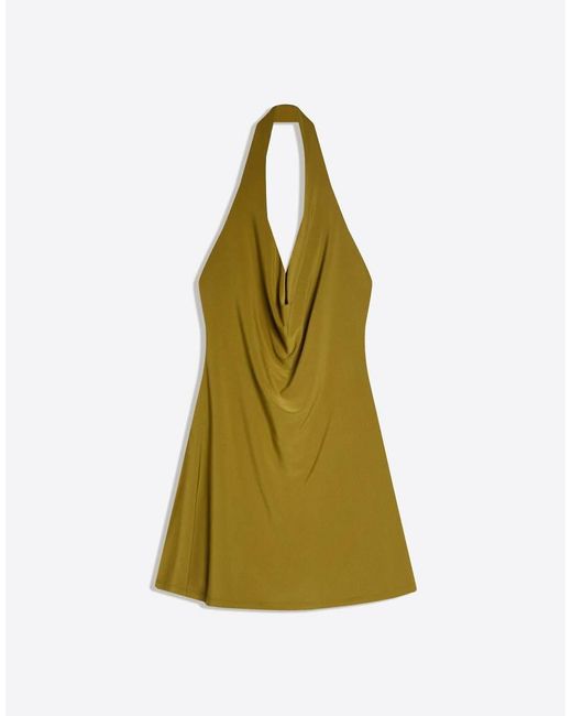 Bershka Green Mini Halter Dress