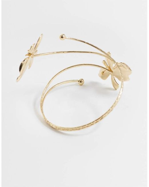 ASOS White Wrap-around Arm Cuff With Floral Detail