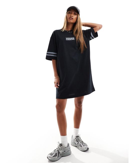 ASOS Blue Oversized T-shirt Dress With Stacked Back Graphic