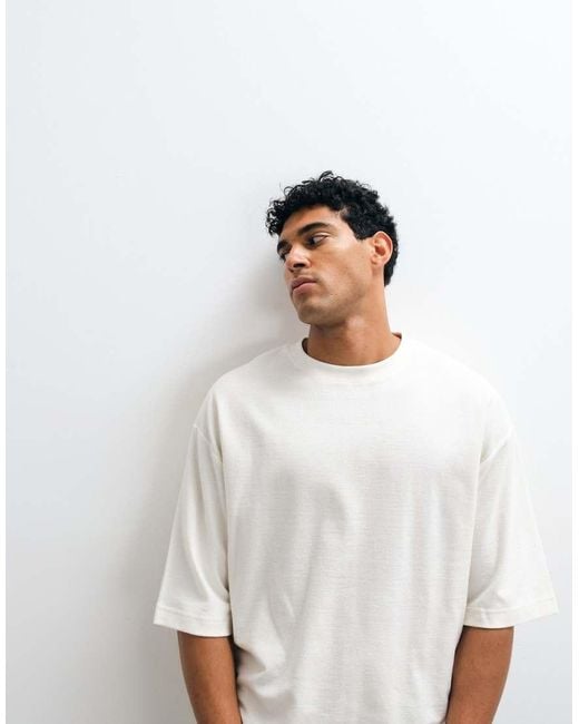 ASOS White Oversized T-Shirt With Half Sleeve for men