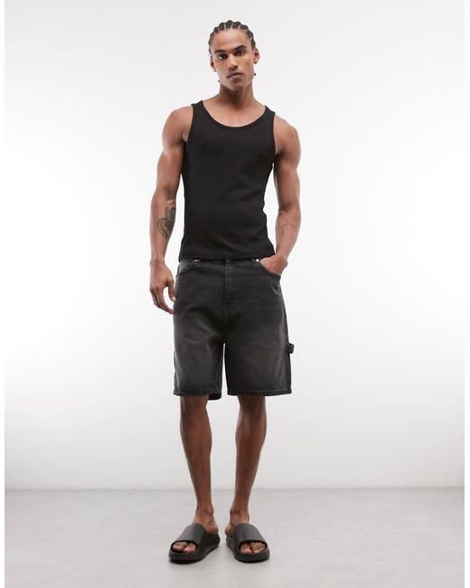 Faded Store Gray Denim Carpenter Shorts for men