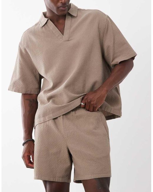ASOS White Mid Length Waffle Shorts for men
