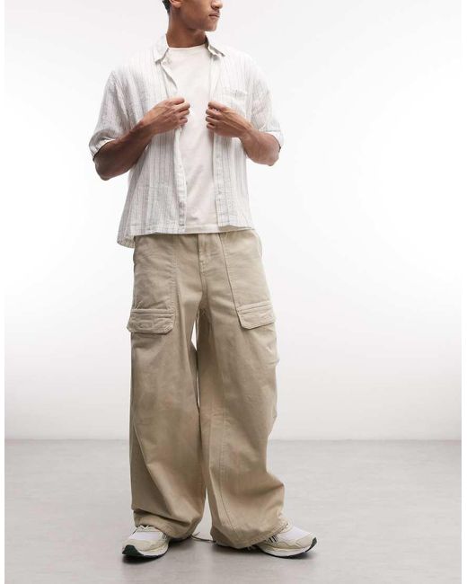 Weekday Natural Oversized Parachute Pants for men