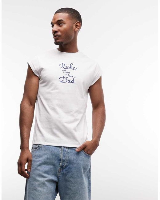 ASOS Brown Capped Sleeve T-shirt With Text Graphic for men