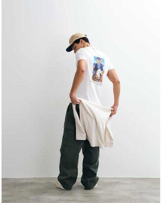 Polo Ralph Lauren White Bear Graphic Custom Slim Fit T-shirt for men