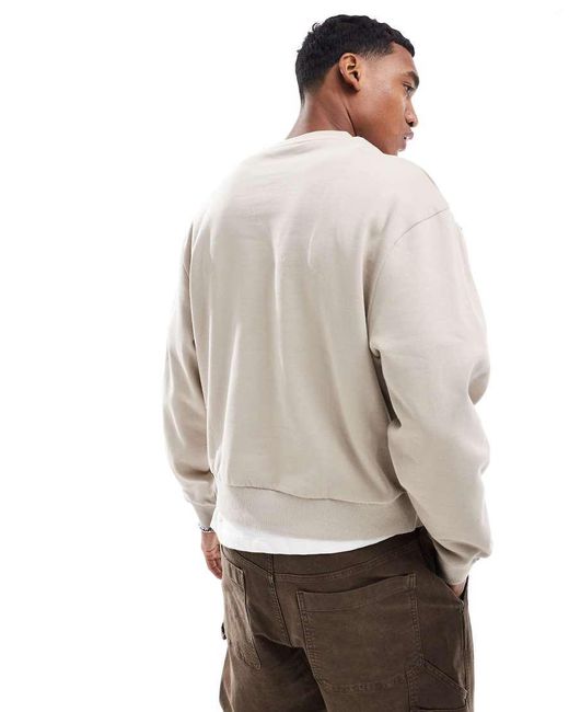 Felpa Oversize Squadrata Con Stampa Sul Davanti di ASOS in Natural da Uomo