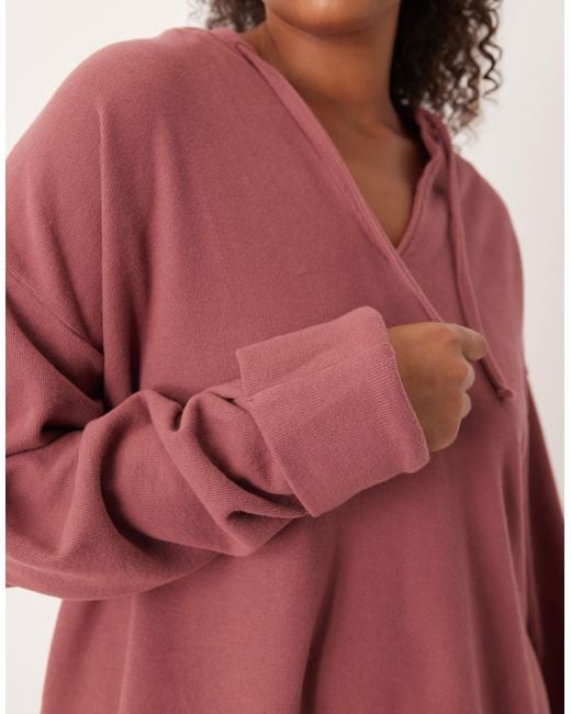 ASOS Red Asos Design Curve Hoodie With Turn Back Cuff Detail-brown