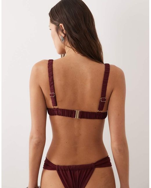 Miss Selfridge Brown Mix And Match Ruched Cup Bikini Top