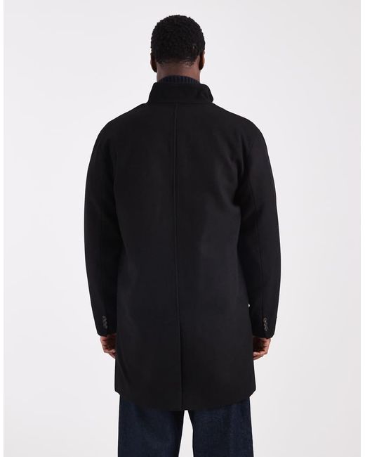 Only & Sons Blue Wool Blend Funnel Neck Overcoat for men