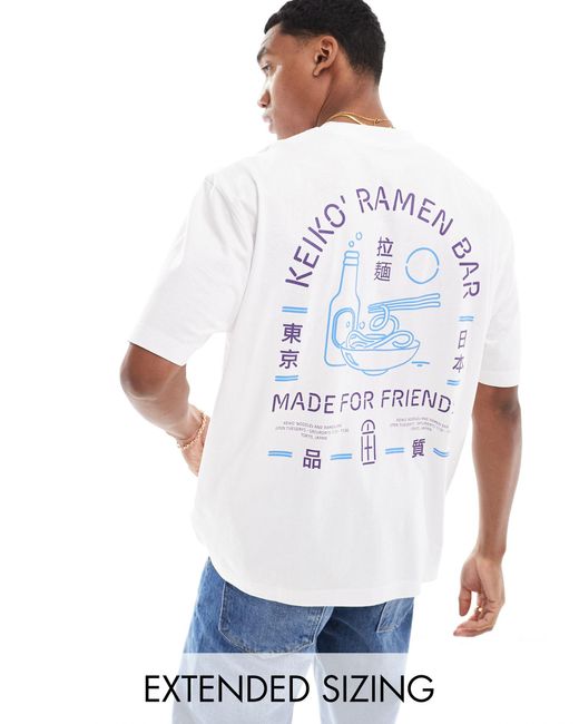 T-shirt oversize con stampa di ramen sul retro bianca di ASOS in White da Uomo