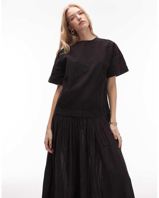 Vestito Midi Stile T-Shirt Ibrido di ASOS in Black