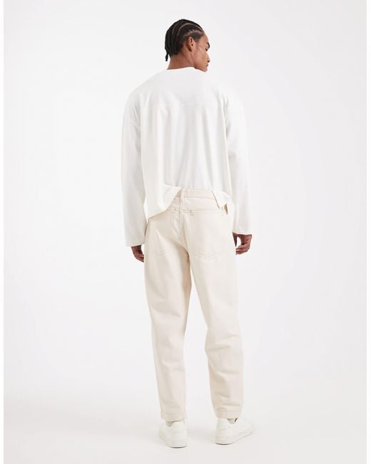 ASOS Natural Circular Design Collection Co-ord Relaxed Tapered Jeans for men