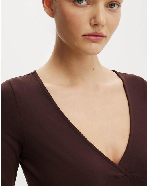 Cotton On Black Maple V Neck 3/4 Sleeve