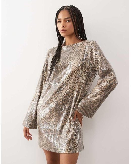 Noisy May Natural Open Back Sequin Mini Dress