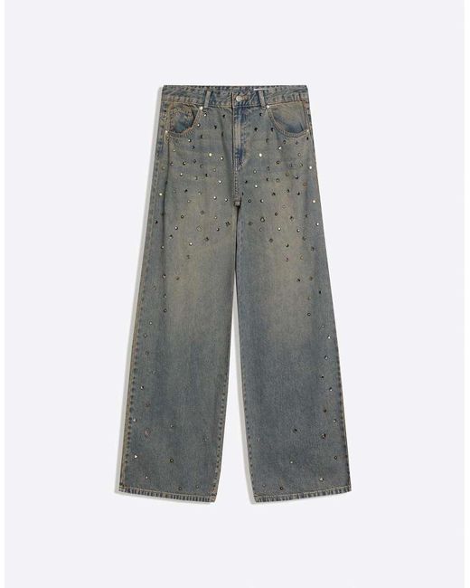 Bershka Black Low-rise Studded Boyfriend Jeans