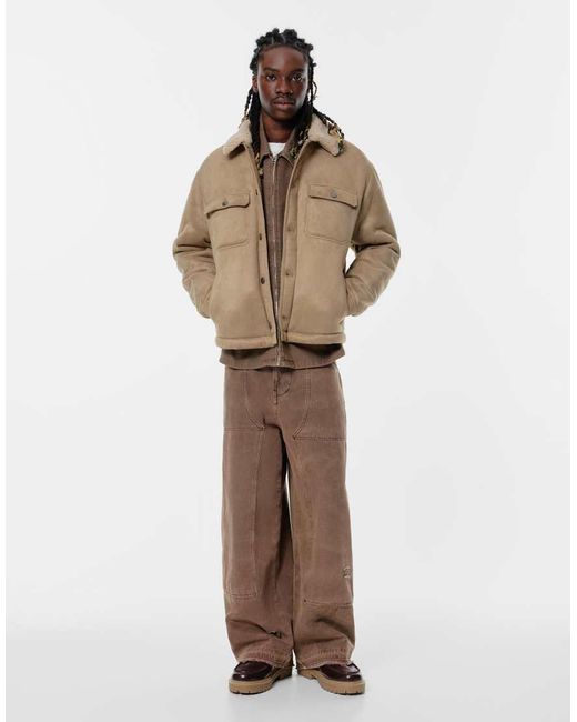 Pull&Bear Dubbelzijdig Truckerjack in het Natural voor heren