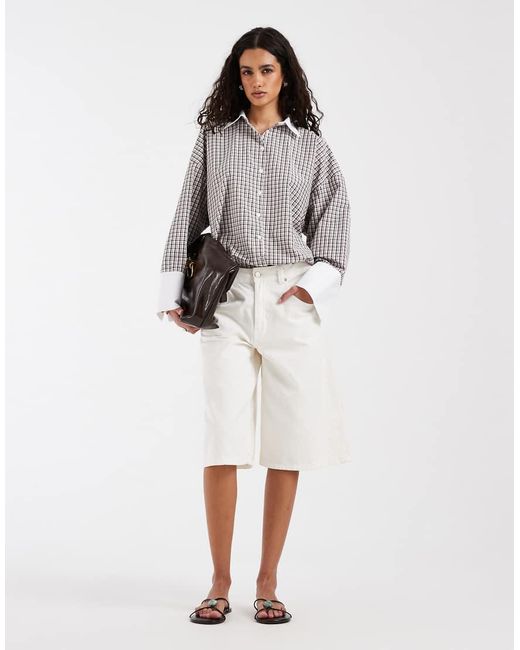 ASOS Gray Oversized Contrast Cuff Shirt