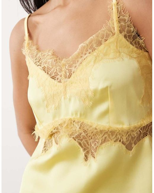 ASOS Blue Satin Lace Trim Long Line Cami Top