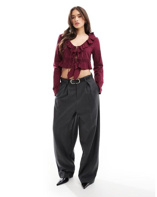 Bershka Top Met Ruches in het Red