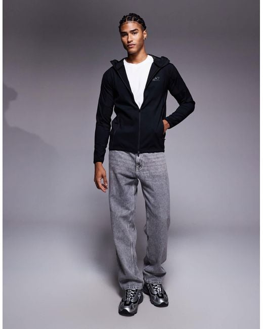 EA7 Blue Armani Vigor 7 Logo Zip Hoodie for men