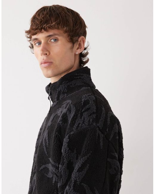 Weekday Black Jaquard Pile Jacket for men
