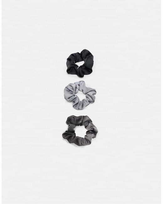 Stradivarius White Set Of 3 Satin Scrunchies