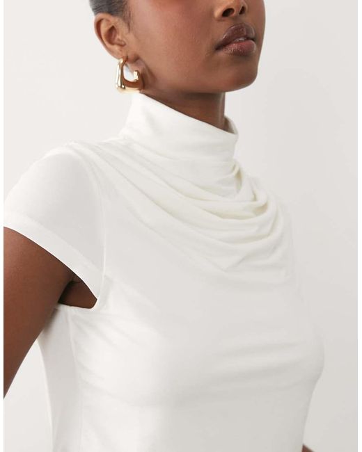 Ruched & Ready White Ruched & Ready Sculpting Jersey High Neck Cap Sleeve Co-ord Top