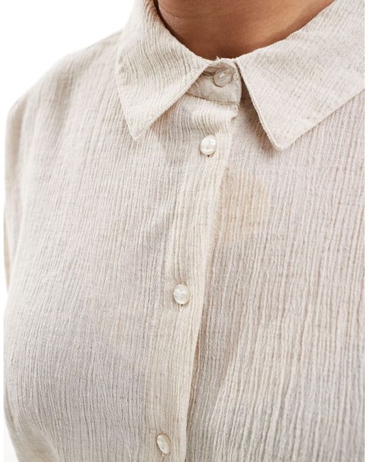 ASOS White Asos Design Curve Cropped Crinkle Shirt