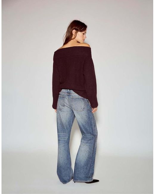 Pull&Bear Red Asymmetric Soft Knit Sweater