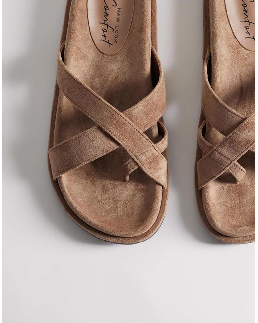 New Look Brown Toe Loop Multi Strap Sandal