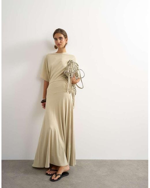 TOPSHOP Natural Jersey Dropped Waist Maxi Dress