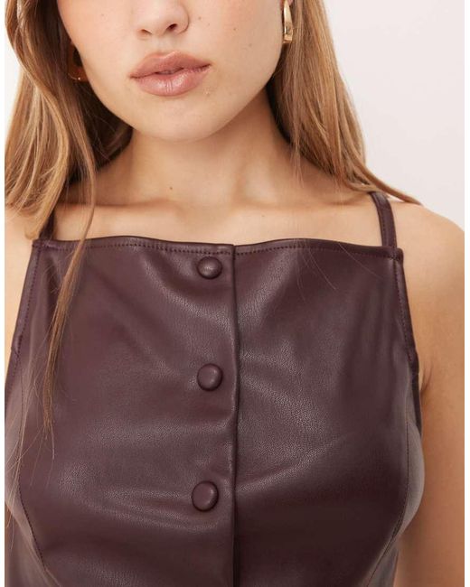 Gina Tricot Brown Buttoned Pu Top