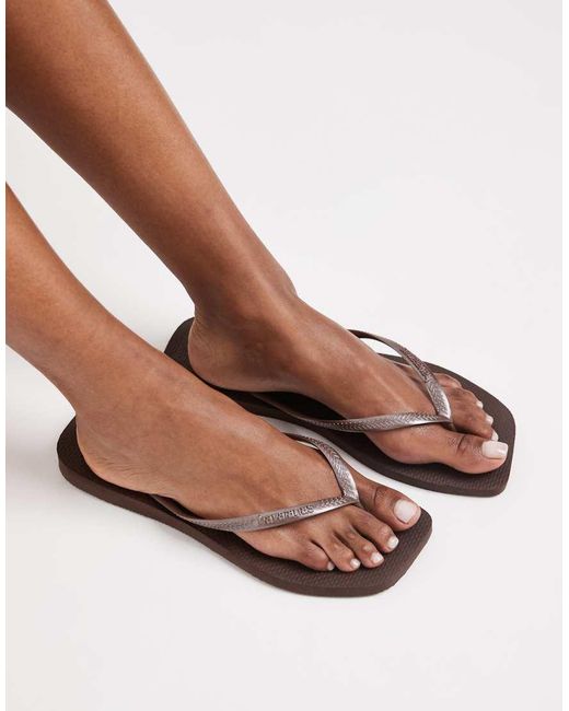 Havaianas Brown Slim Square Toe Flip Flops