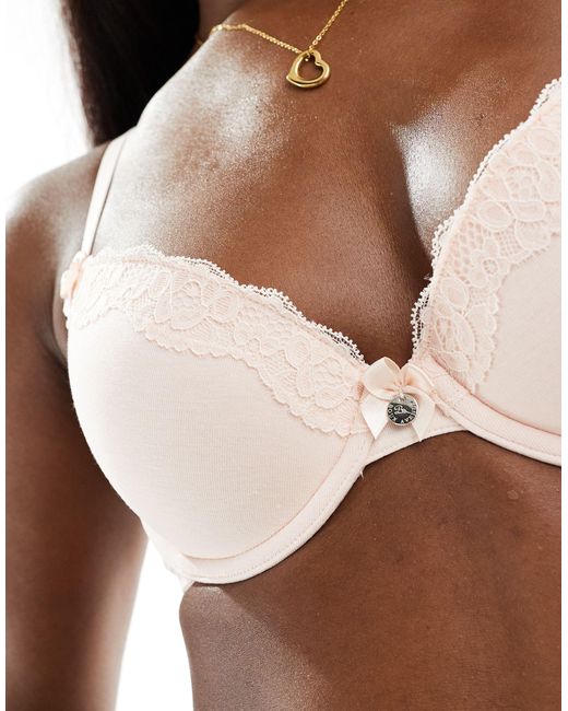 Boux Avenue Brown Tatiana A-d Cup T-shirt Bra With Lace Detailing