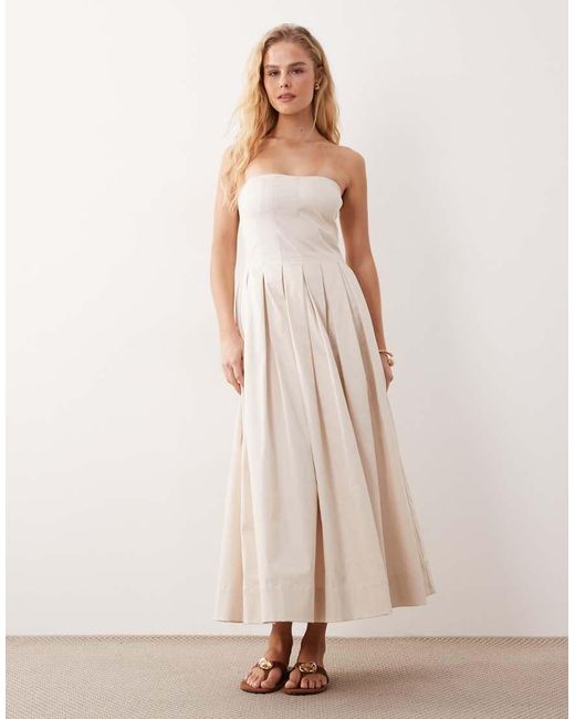 ASOS Natural Bandeau Maxi Sundress With Full Skirt