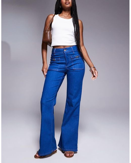 River Island Blue Relaxed Flare Jean