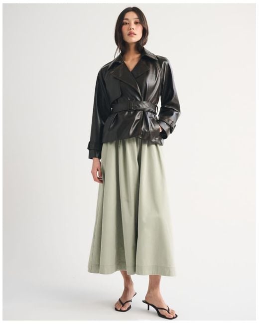 Abercrombie & Fitch Brown Short Belted Vegan Suede Trench Coat