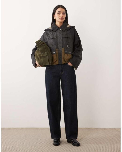 Barbour Black Liza Short Hooded Wax Jacket