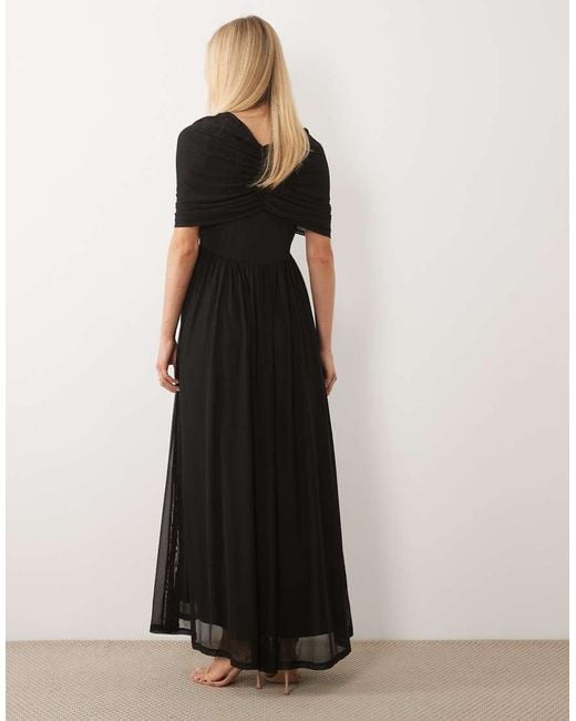 Vero Moda Black Cape Detail Jersey Maxi Dress