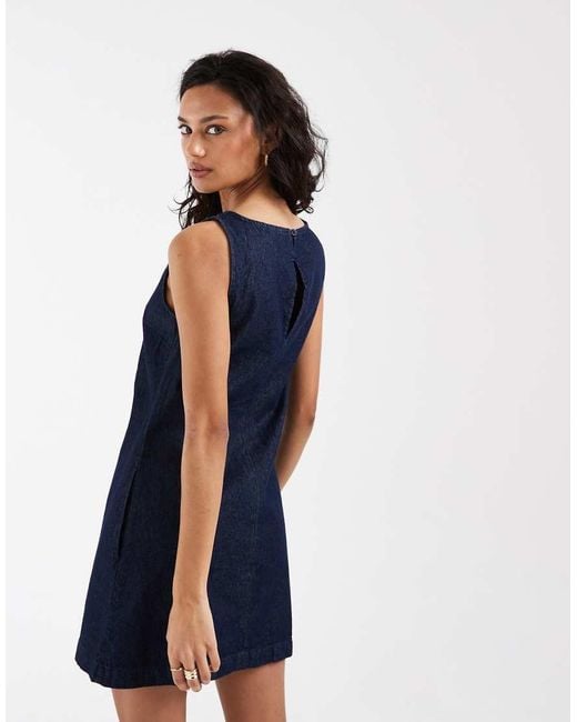 ASOS Blue Denim Fit And Flare Shift Dress