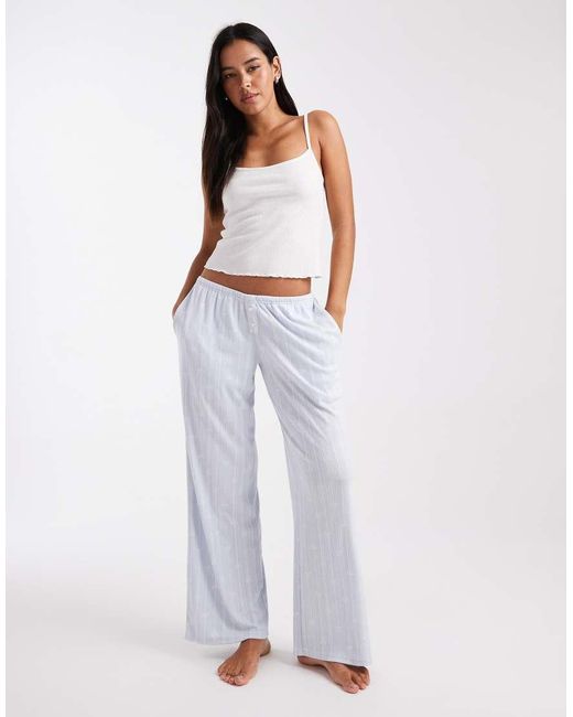 Hollister Blue Low Rise Wide Leg Pointelle Pyjama Bottoms